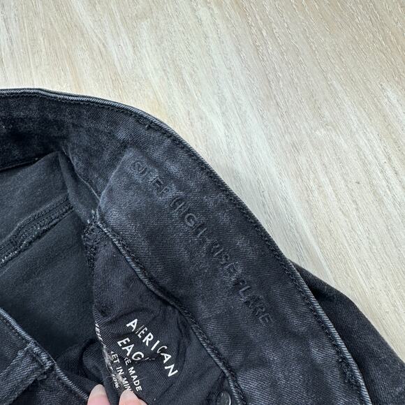 American Eagle Next Level Stretch Black Super High Rise Flare Denim Jeans 10 - Picture 11 of 16